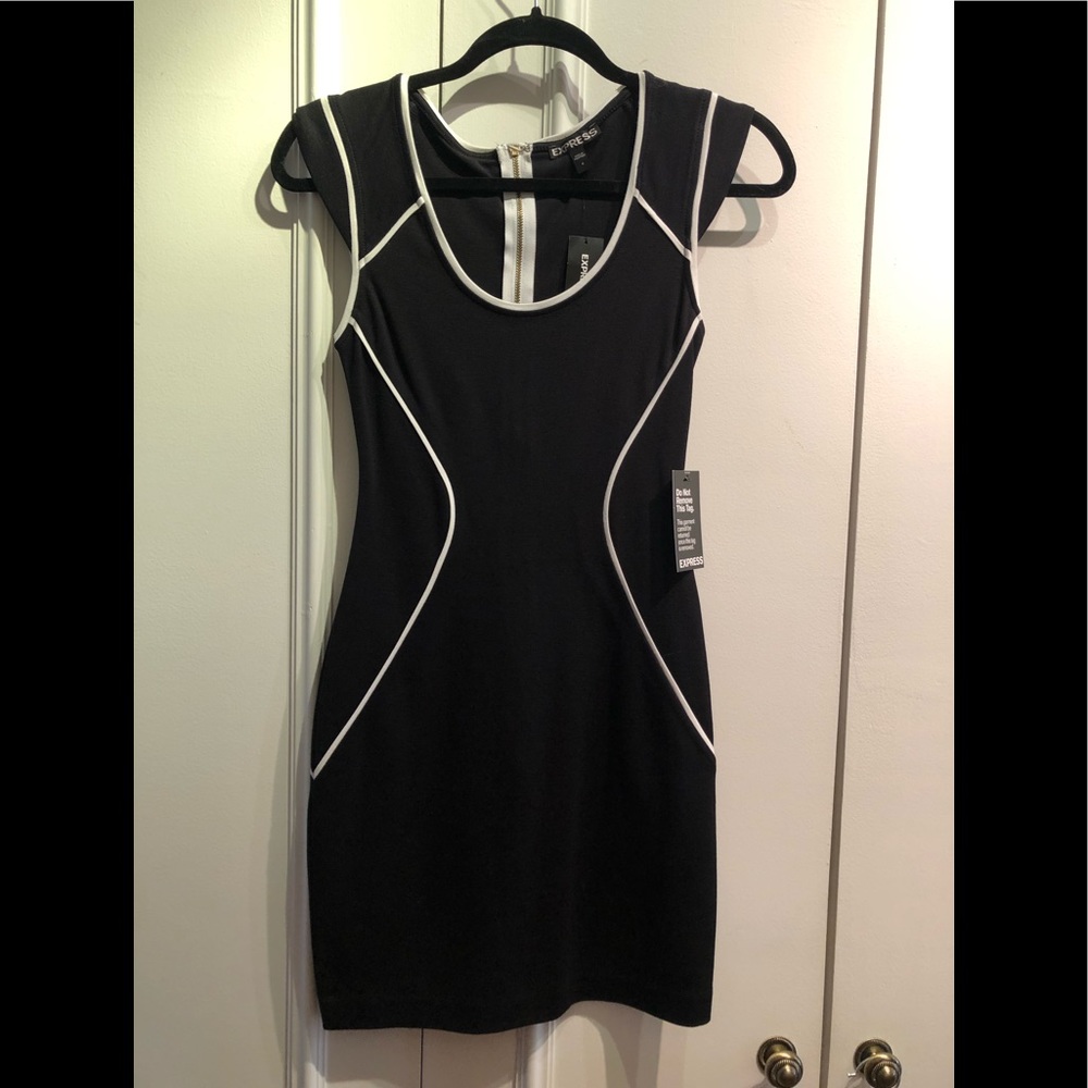 Express Black Cap Sleeve Bodycon Dress NWT